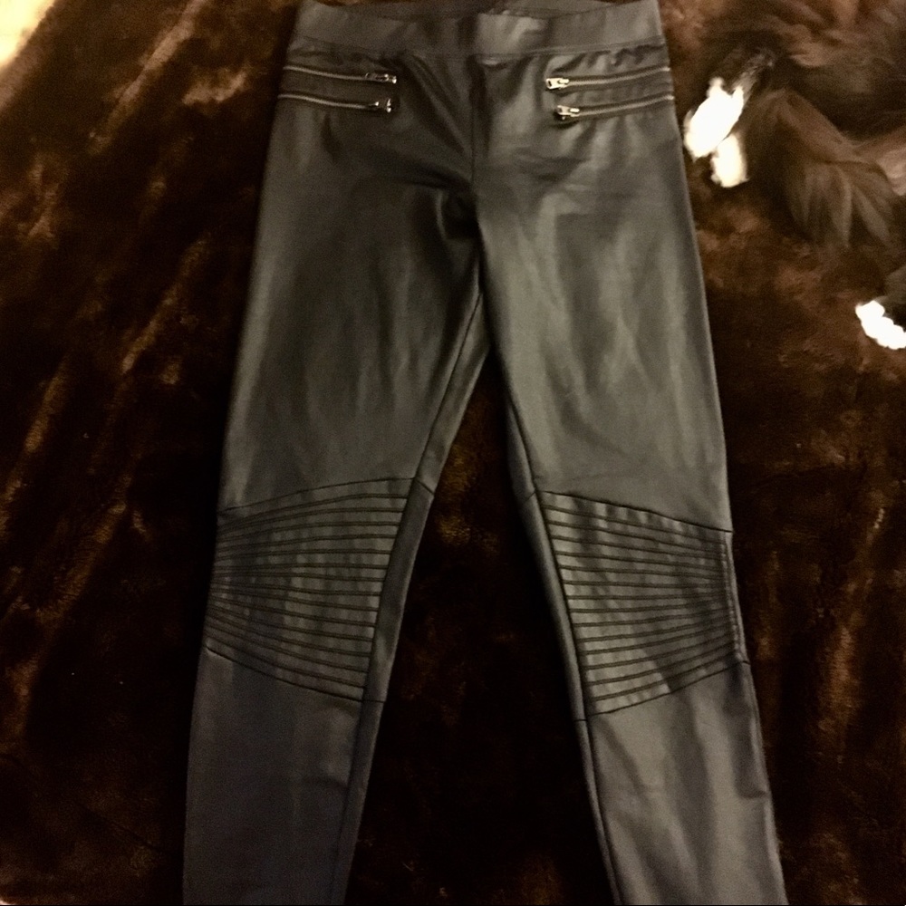 Express leather moto leggings